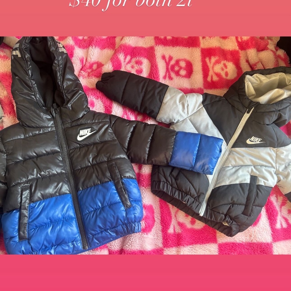 Nike Kids' Puffer Jackets - Black, Blue, and Gray